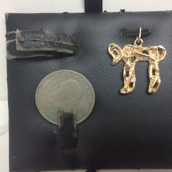 14K Yellow Real Solid Gold Jewish Hai Chai 18 Long Life Pendant Charm 3.70gr - Picture 3 of 7